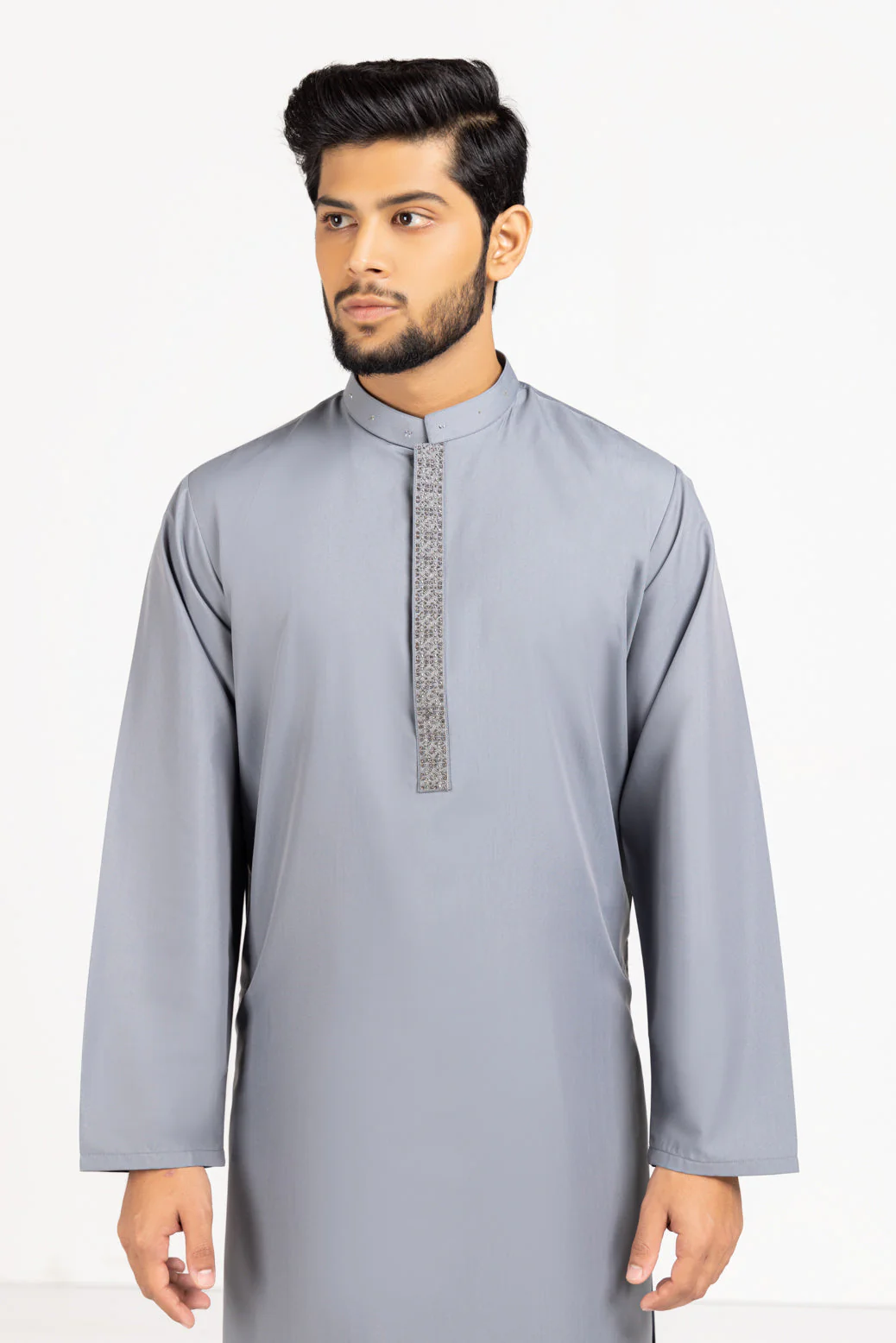 F-GRAY-COTTON-KURTA SHALWAR (KSRS23-024) - Image 2
