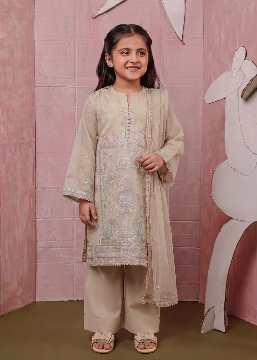 Beige-Cotton-Net-3 Piece (GP3PSLW25GI1J3)