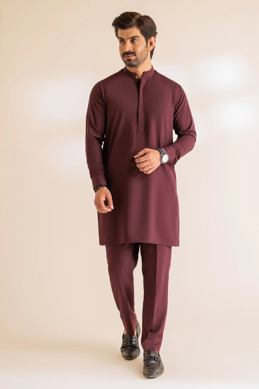GRAPE-BLENDED-KURTA PAJAMA TROUSER - (KSS24-005) - Image 2