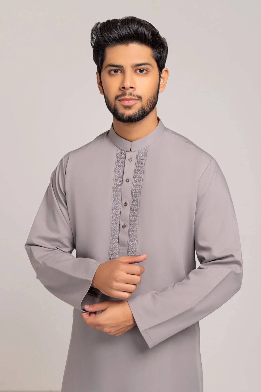 GRAY-COTTON-KURTA SHALWAR (KSRS23-019) - Image 2