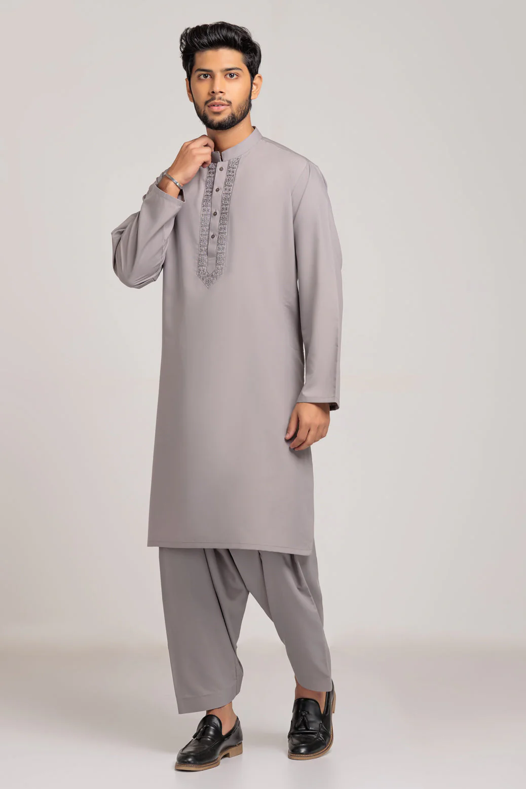 GRAY-COTTON-KURTA SHALWAR (KSRS23-019) - Image 4