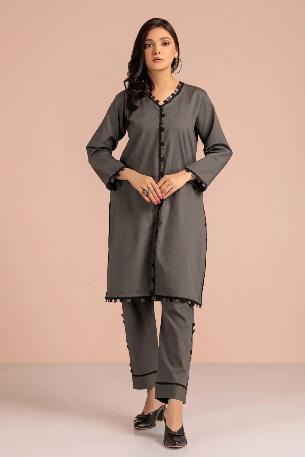 GRAY-DOBBY-2 PIECE-SUIT (WHS222P15)