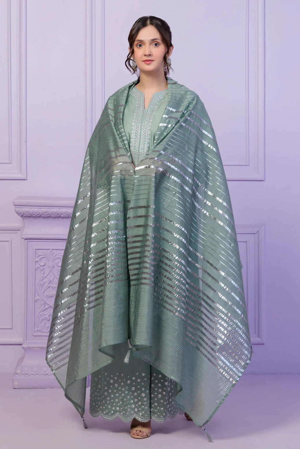 GREEN-DYED KHADDI-3 PIECE (SS5243P53) - Image 3