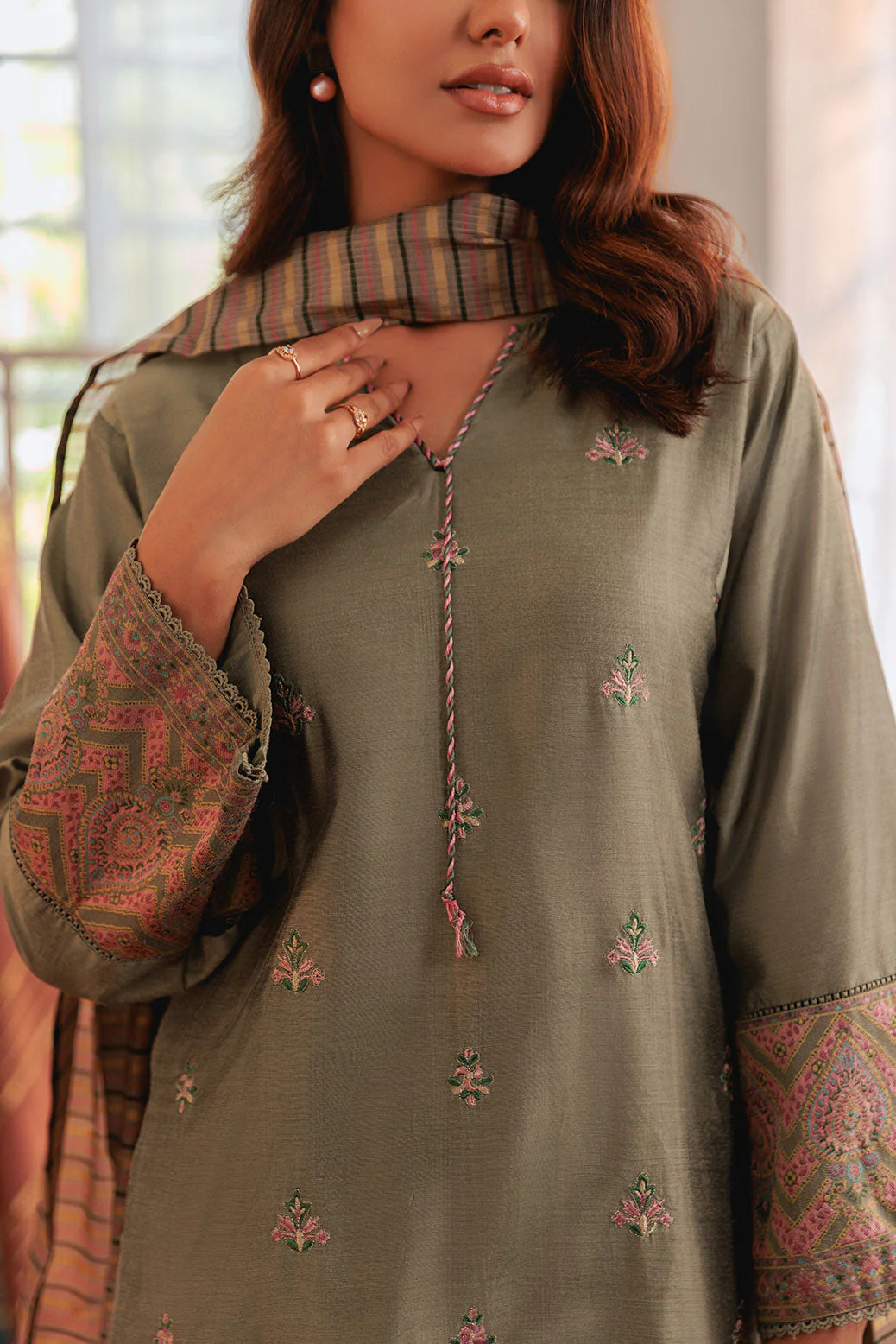 GREEN-RAW SILK-3 PIECE (6S24C3P189) - Image 2