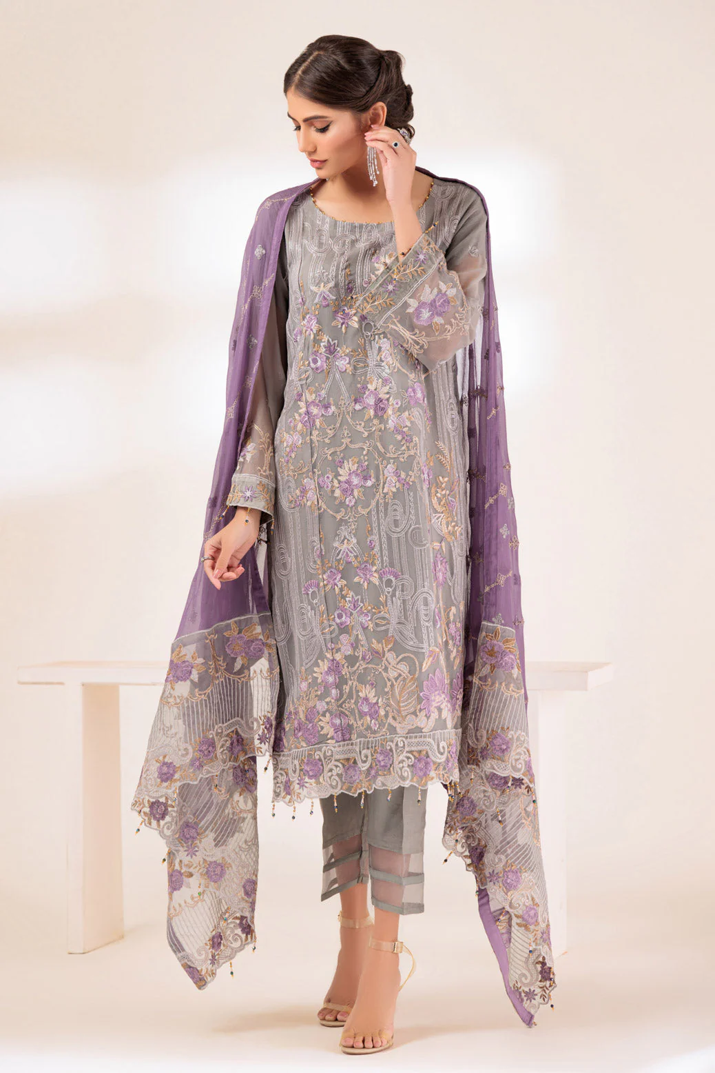GREY-MIX-CHIFFON-3 PIECE (MWF233P06)
