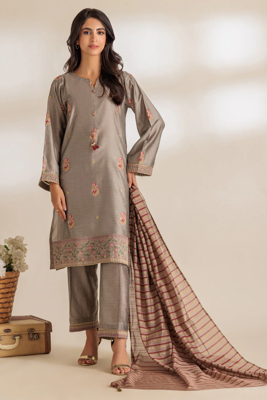 GREY-RAW SILK-3 PIECE (6S24C3P195) - Image 3