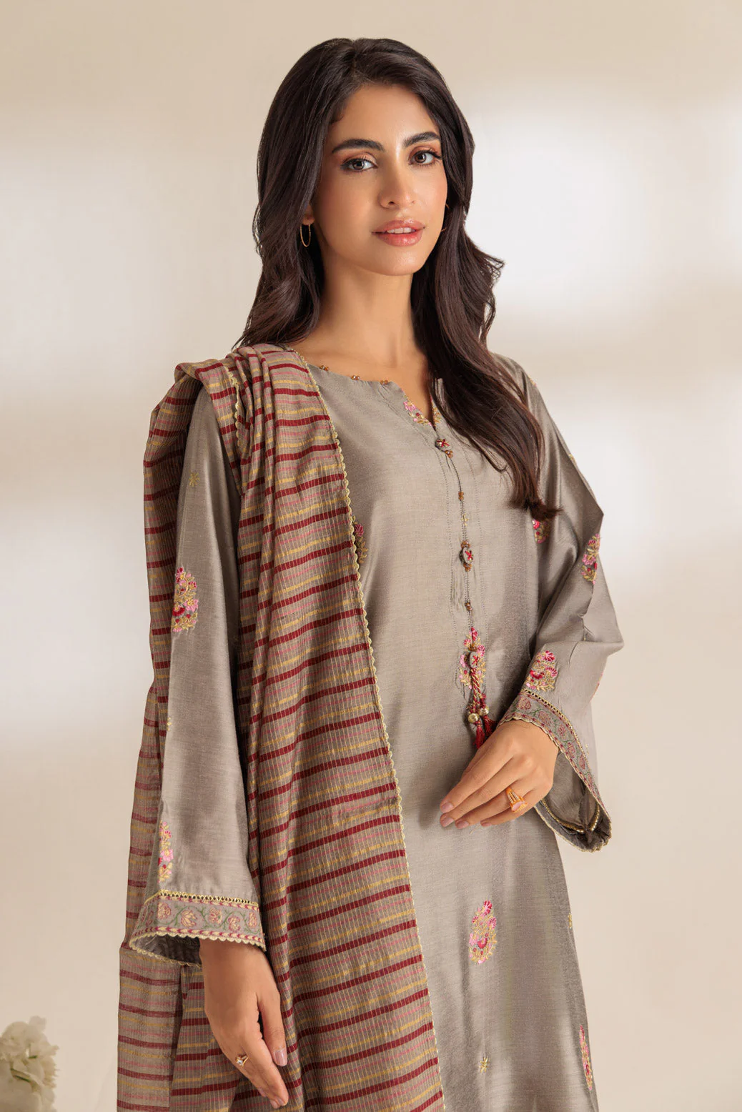 GREY-RAW SILK-3 PIECE (6S24C3P195) - Image 5
