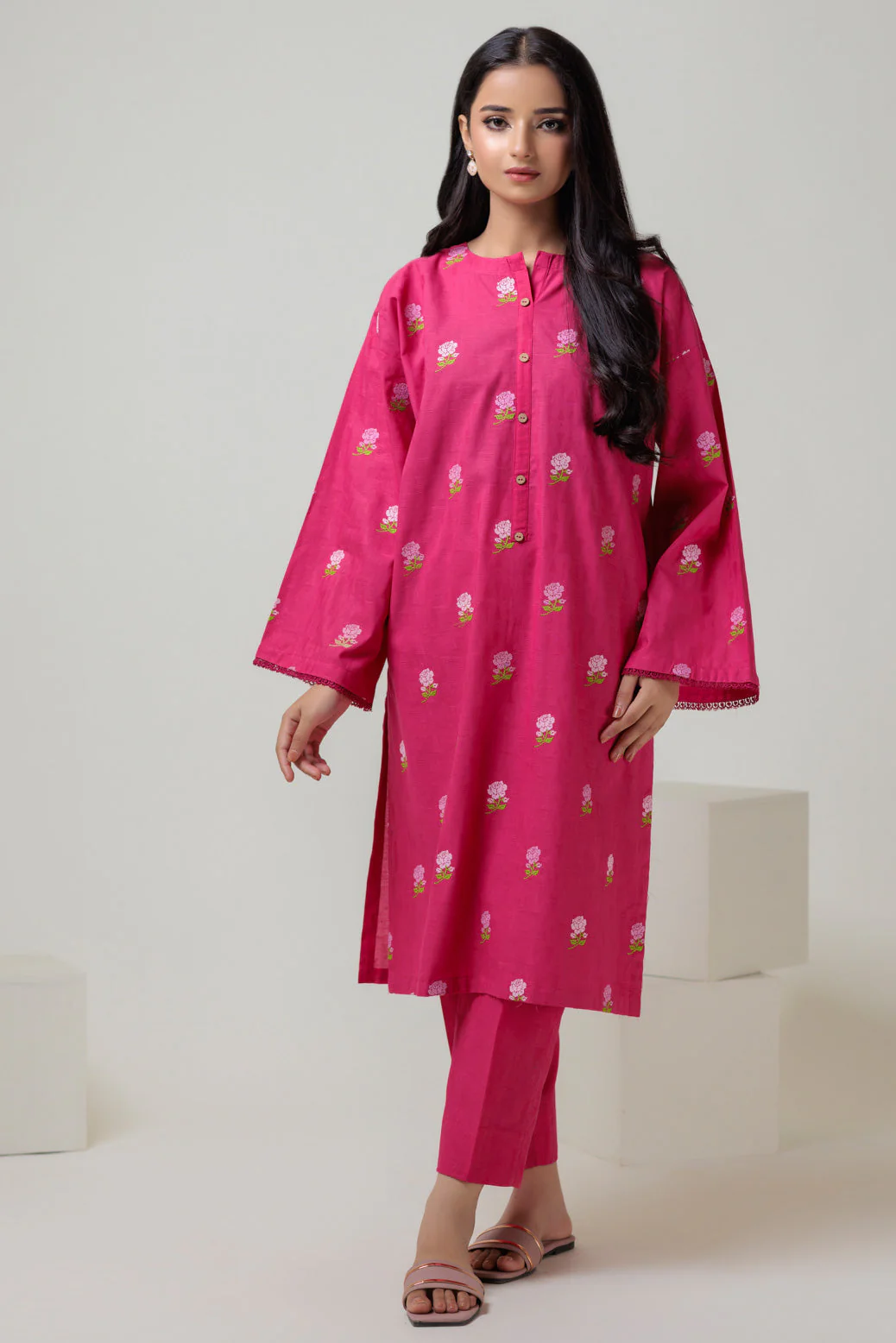 HOT-PINK-JACQUARD-2 PIECE (BSAS232P27) - Image 2