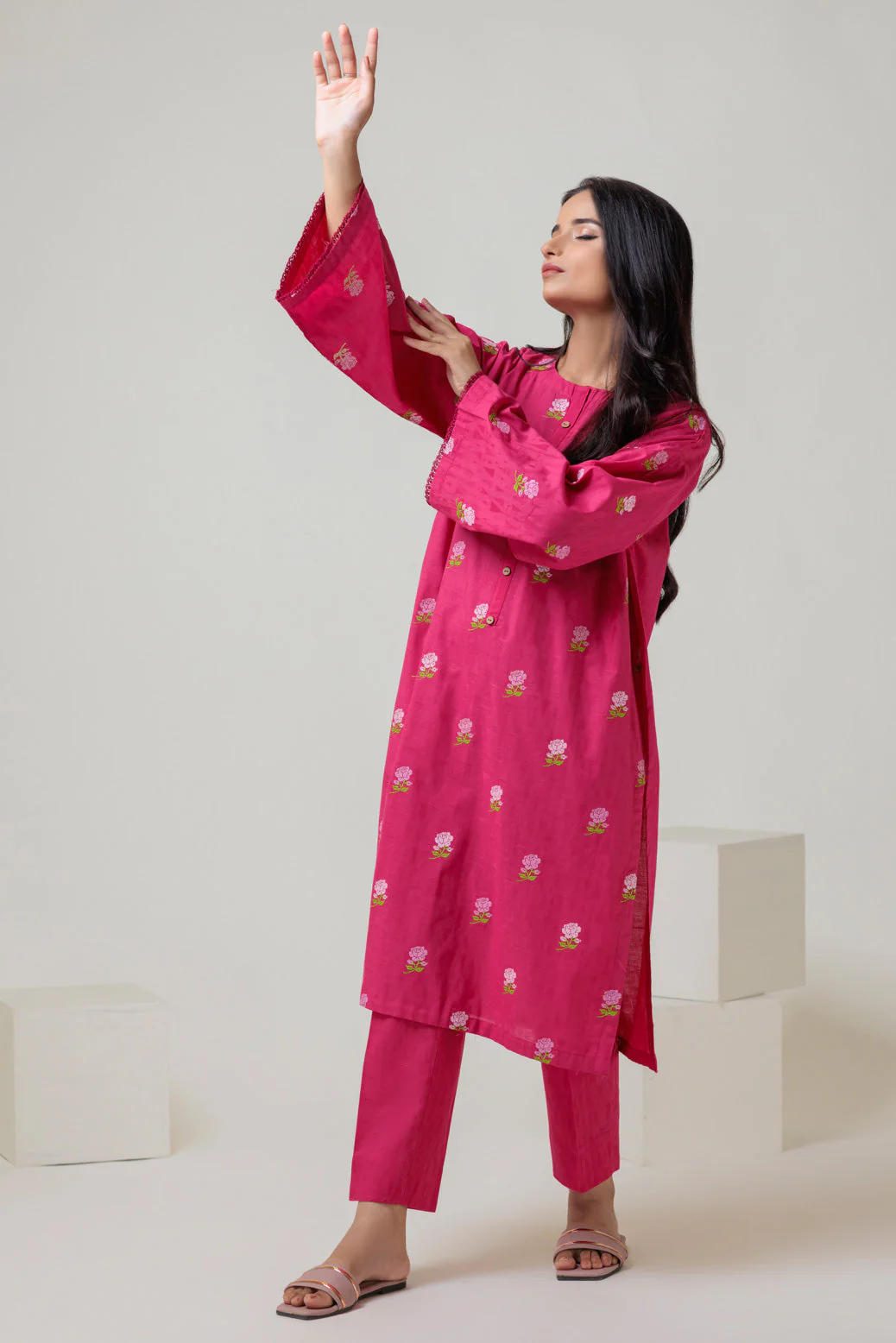 HOT-PINK-JACQUARD-2 PIECE (BSAS232P27) - Image 3