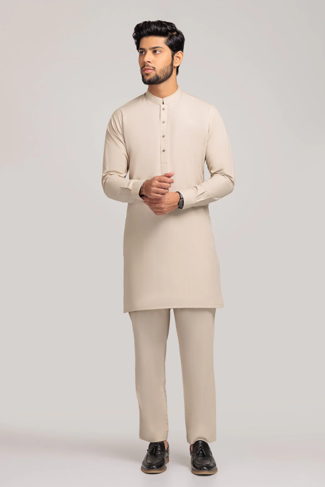 IVORY-BLENDED-KURTA PAJAMA TROUSER (KSS23-012) - Image 3