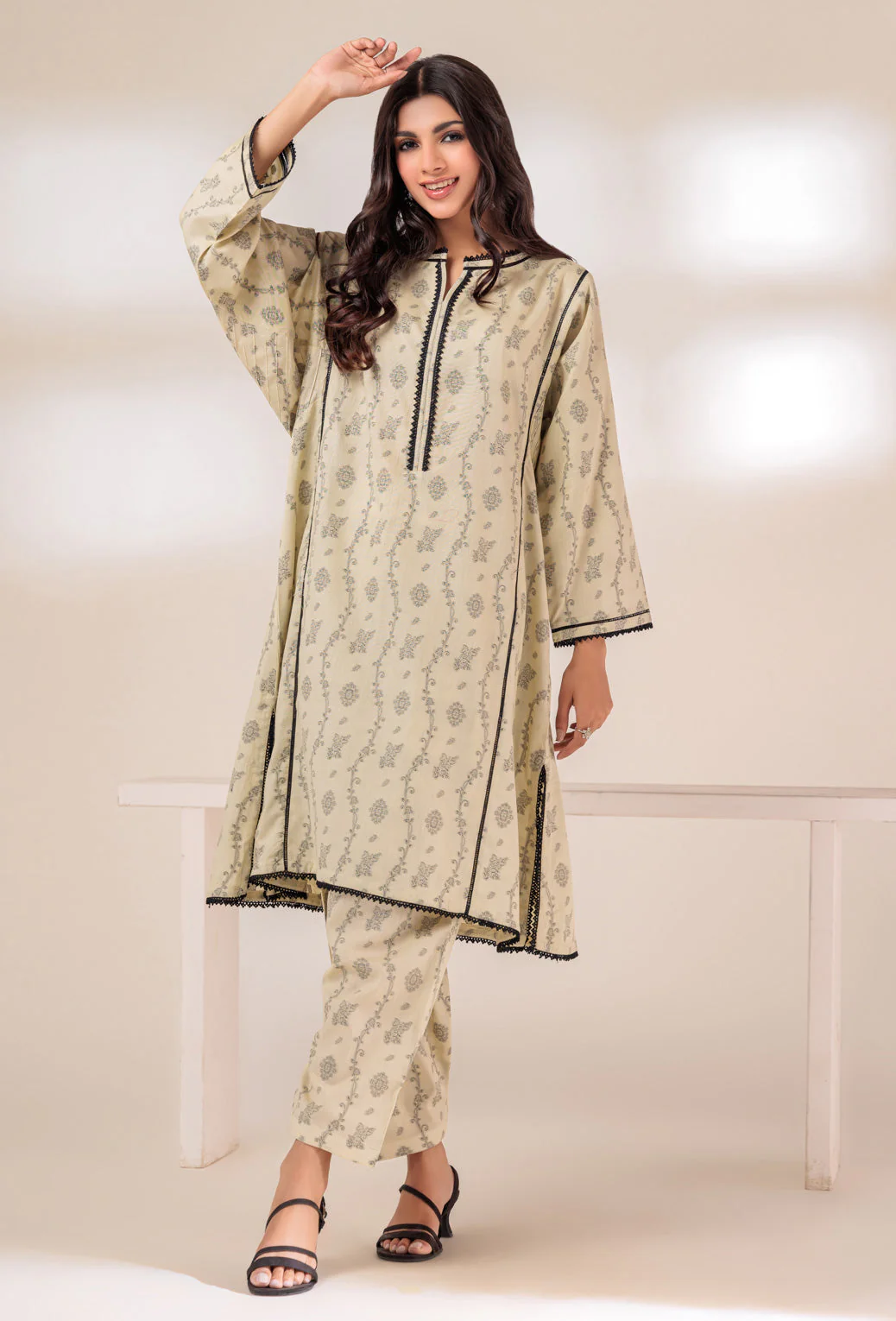 L-BEIGE-JACQUARD-2 PIECE (SAS232P41) - Image 4
