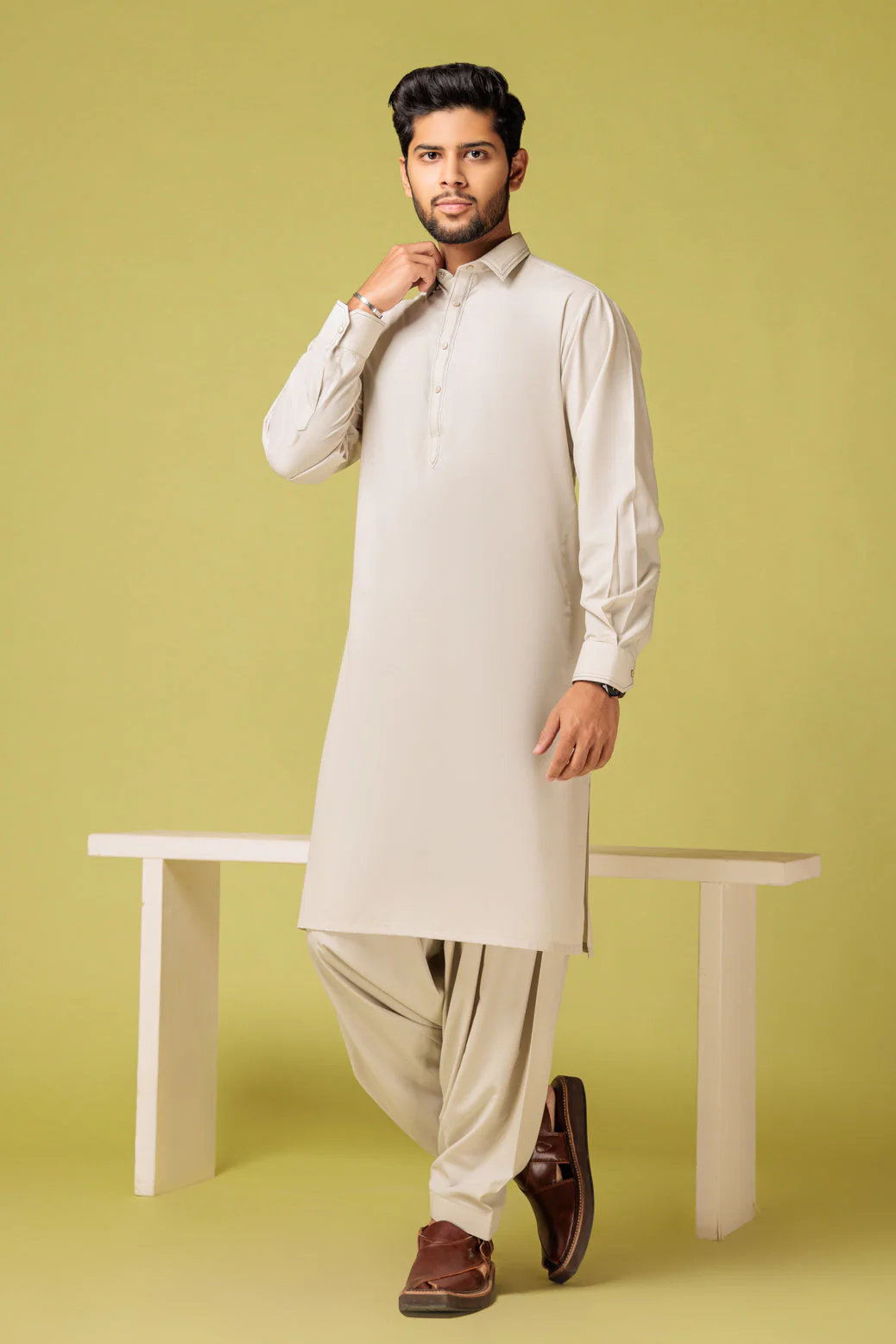 L-TAN-BLENDED-KURTA SHALWAR - (KSRS23-100) - Image 3