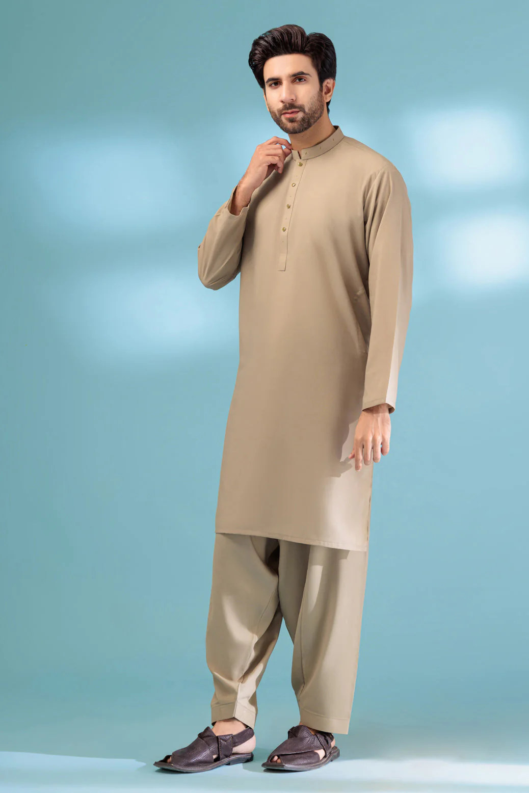 M-GREEN-BLENDED-KURTA SHALWAR - (KSRB23-010) - Image 4