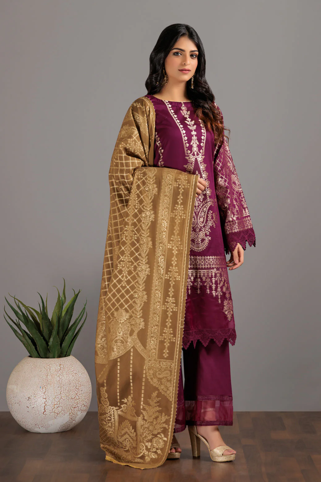M-PURPLE-JACQUARD-3 PIECE (JHS233P02) - Image 2