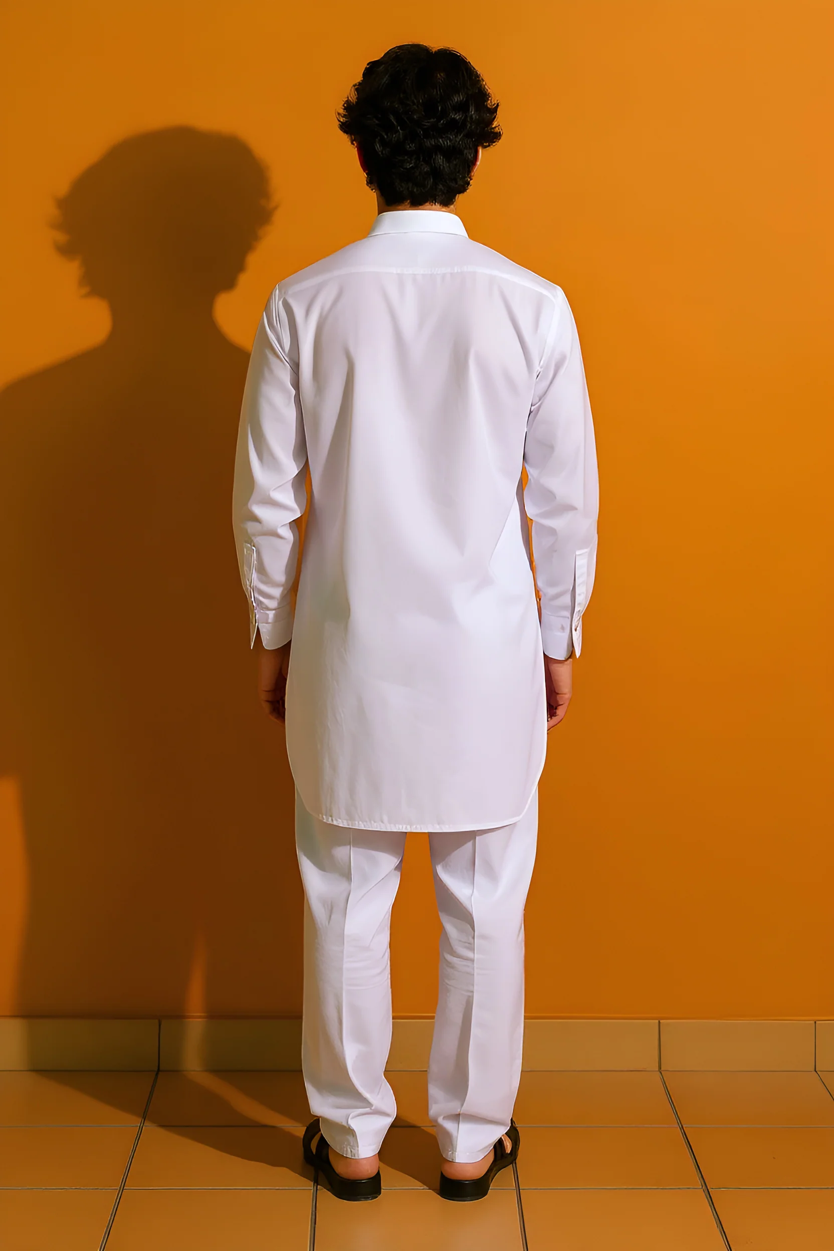 White-Cotton-Kurta Trouser - (M25KPS2003) - Image 2