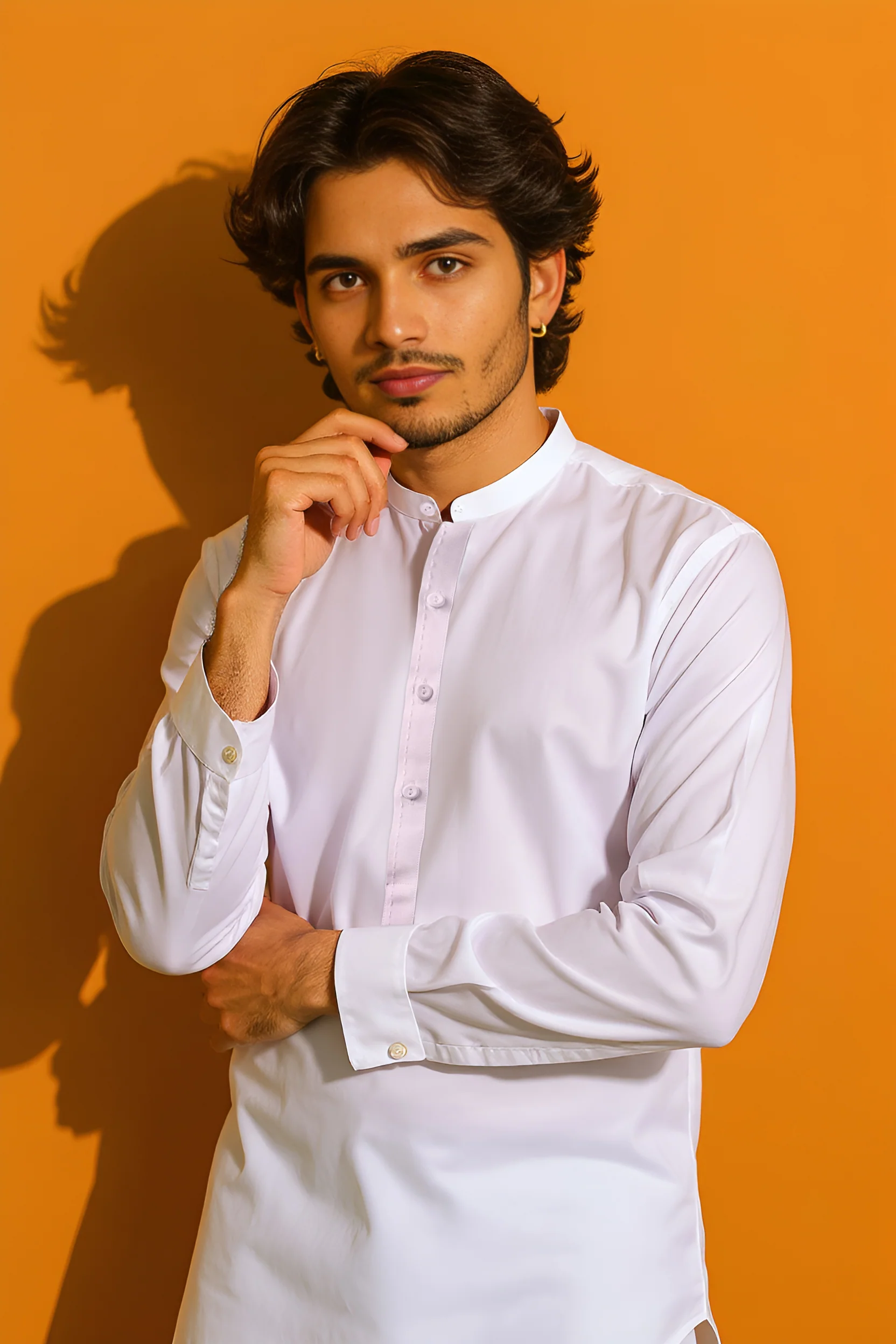 White-Cotton-Kurta Trouser - (M25KPS2003) - Image 4