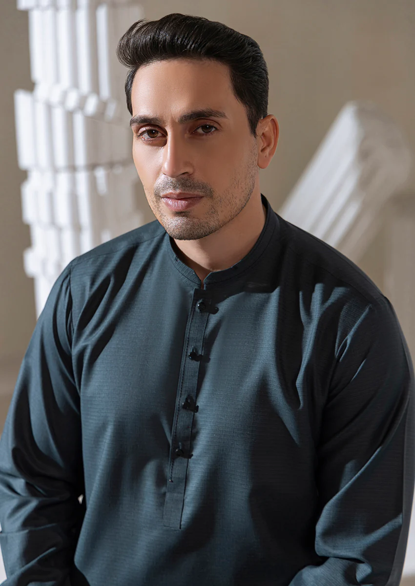 F-Green-Blended-Kurta Shalwar - (M25KSS1003) - Image 5