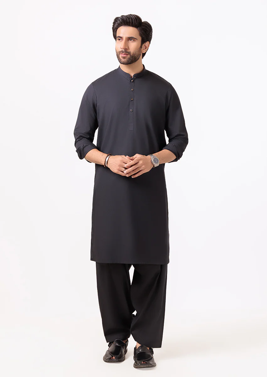 Black-Cotton-Kurta Shalwar - (M25KSS1007)