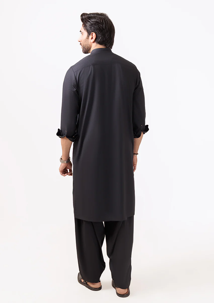 Black-Cotton-Kurta Shalwar - (M25KSS1007) - Image 2