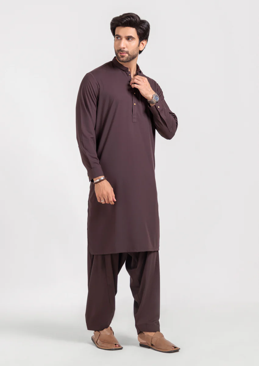 D-Brown-Blended-Kurta Shalwar - (M25KSS1011) - Image 3