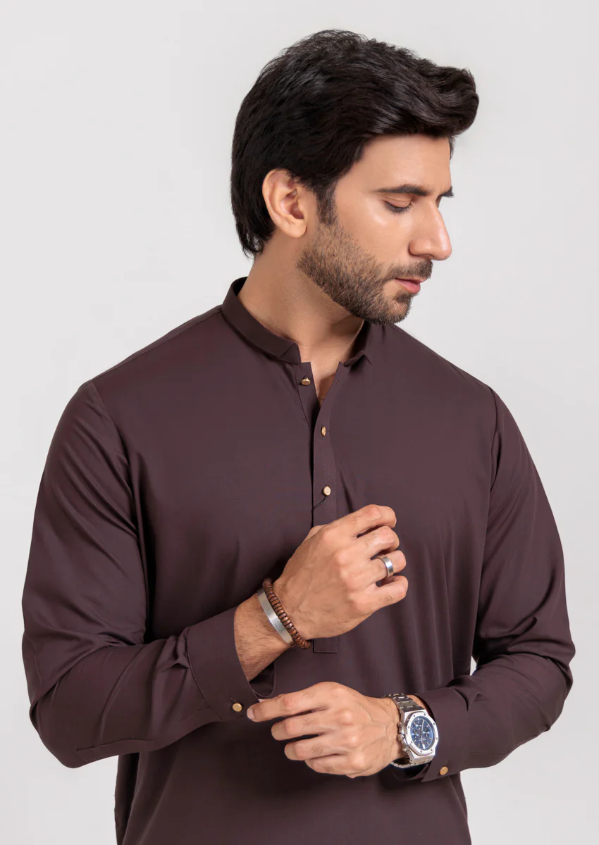 D-Brown-Blended-Kurta Shalwar - (M25KSS1011) - Image 5