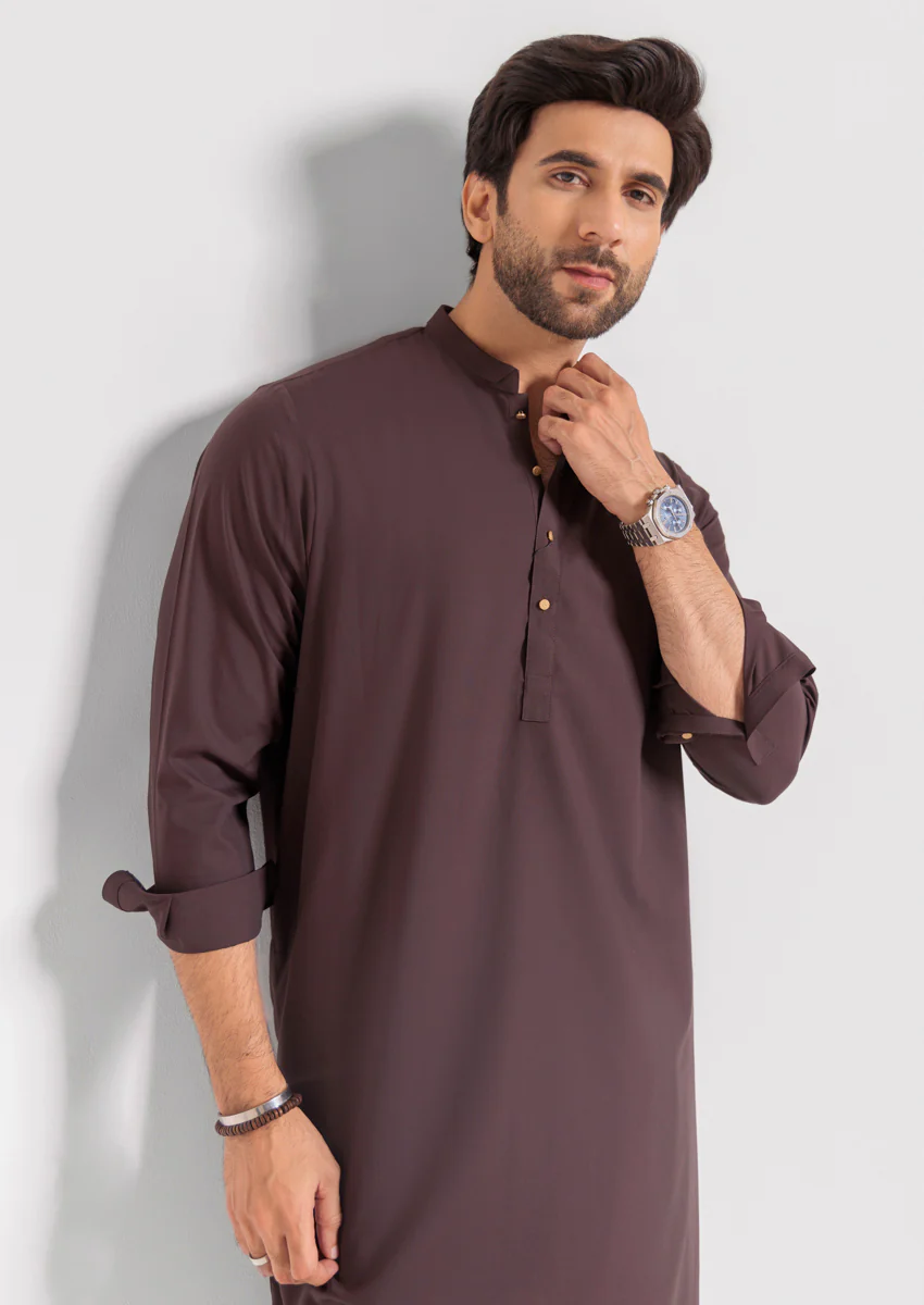 D-Brown-Blended-Kurta Shalwar - (M25KSS1011) - Image 7