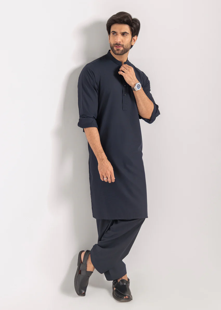 N-Blue-Blended-Kurta Shalwar - (M25KSS1012) - Image 4