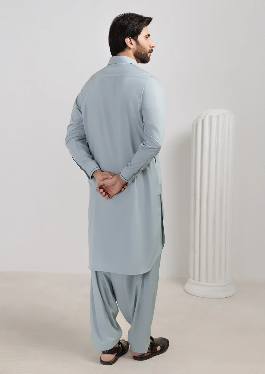 S-Green-Blended-Kurta Shalwar - (M25KSS1014) - Image 2