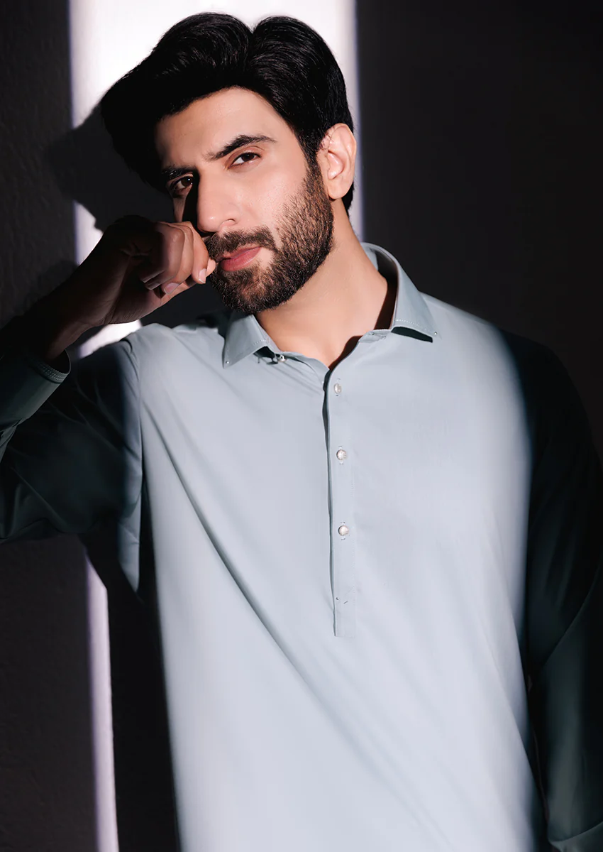 S-Green-Blended-Kurta Shalwar - (M25KSS1014) - Image 3
