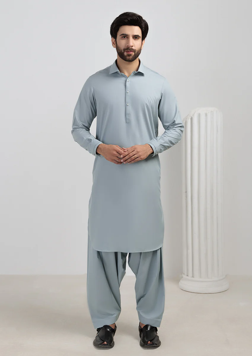 S-Green-Blended-Kurta Shalwar - (M25KSS1014) - Image 4