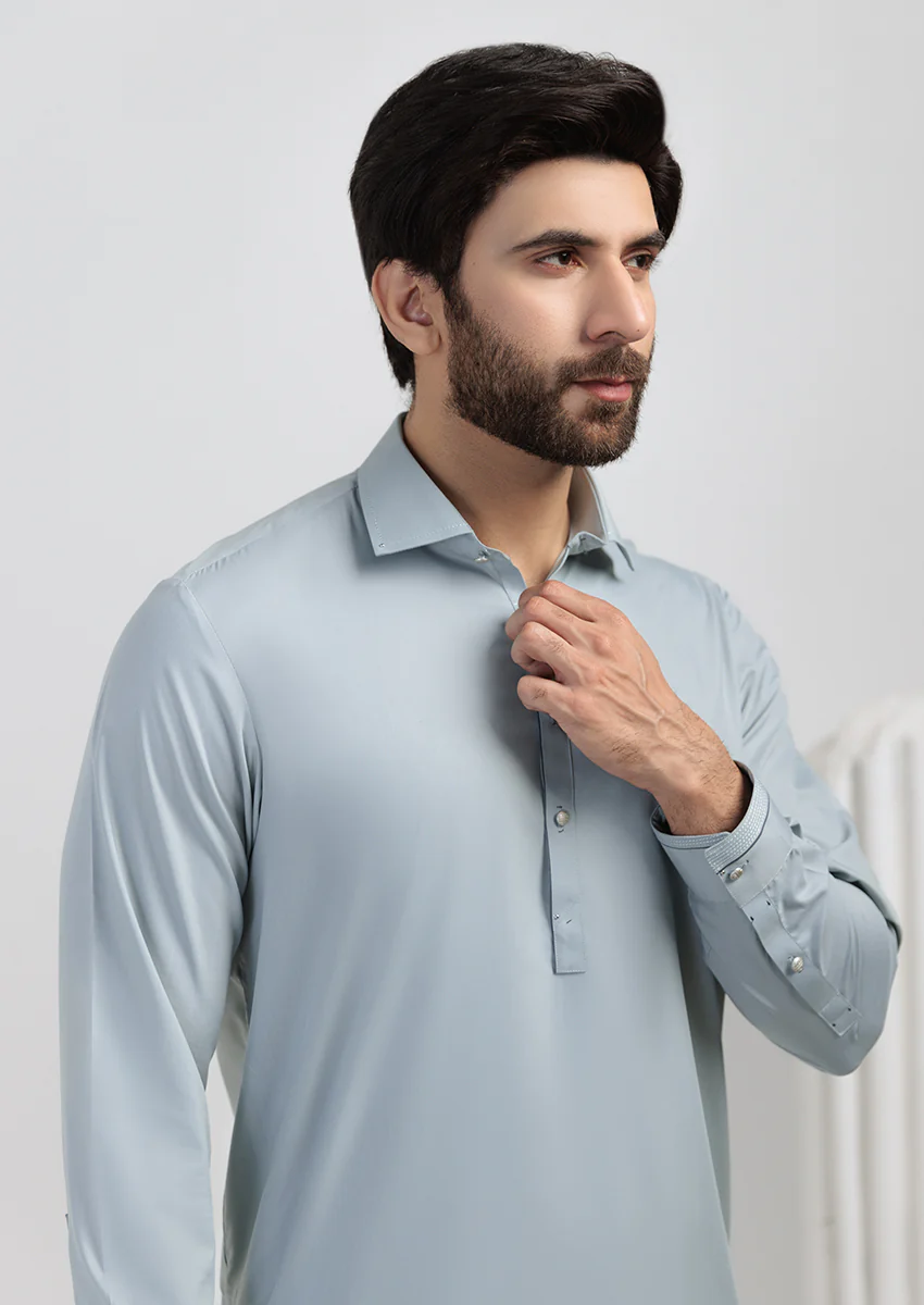 S-Green-Blended-Kurta Shalwar - (M25KSS1014) - Image 5