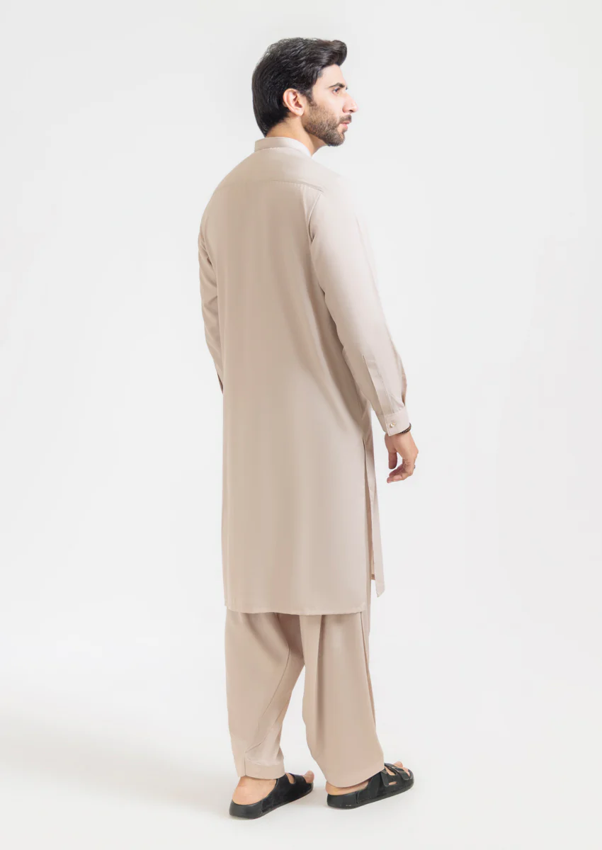 L-Beige-Blended-Kurta Shalwar - (M25KSS1016) - Image 5