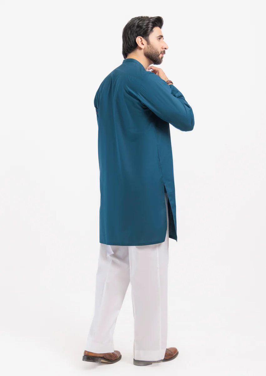 D-Teal-Cotton-Kurta - (M25KUS1006) - Image 2