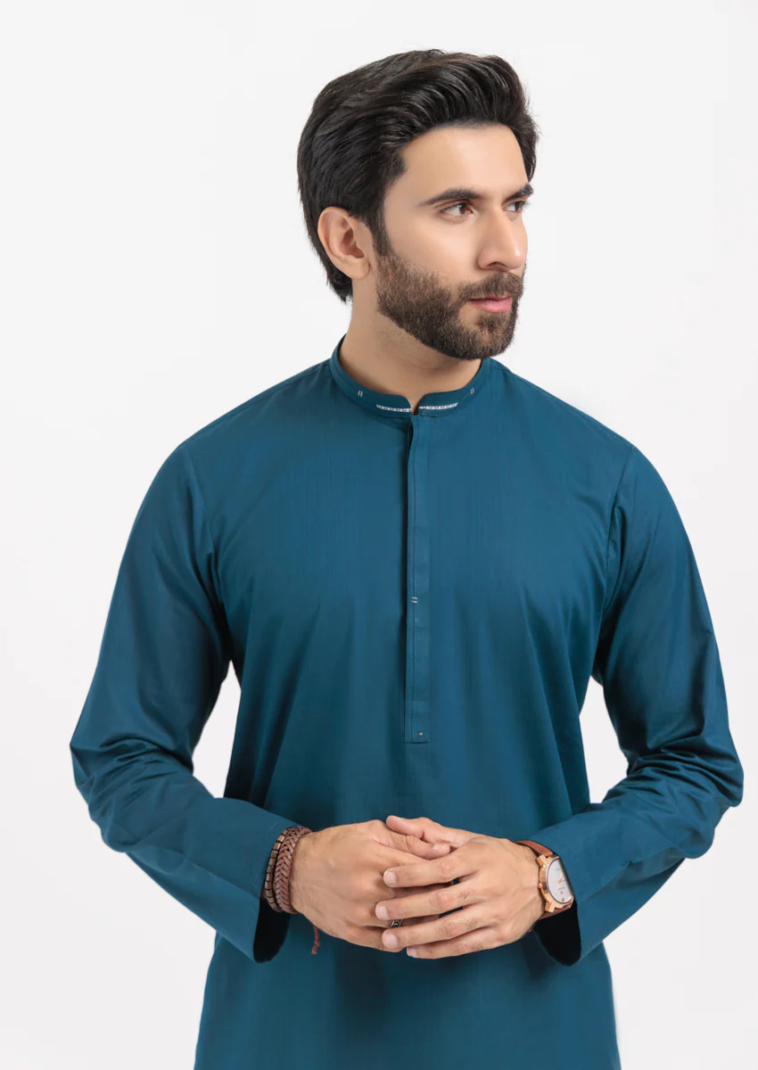 D-Teal-Cotton-Kurta - (M25KUS1006) - Image 6