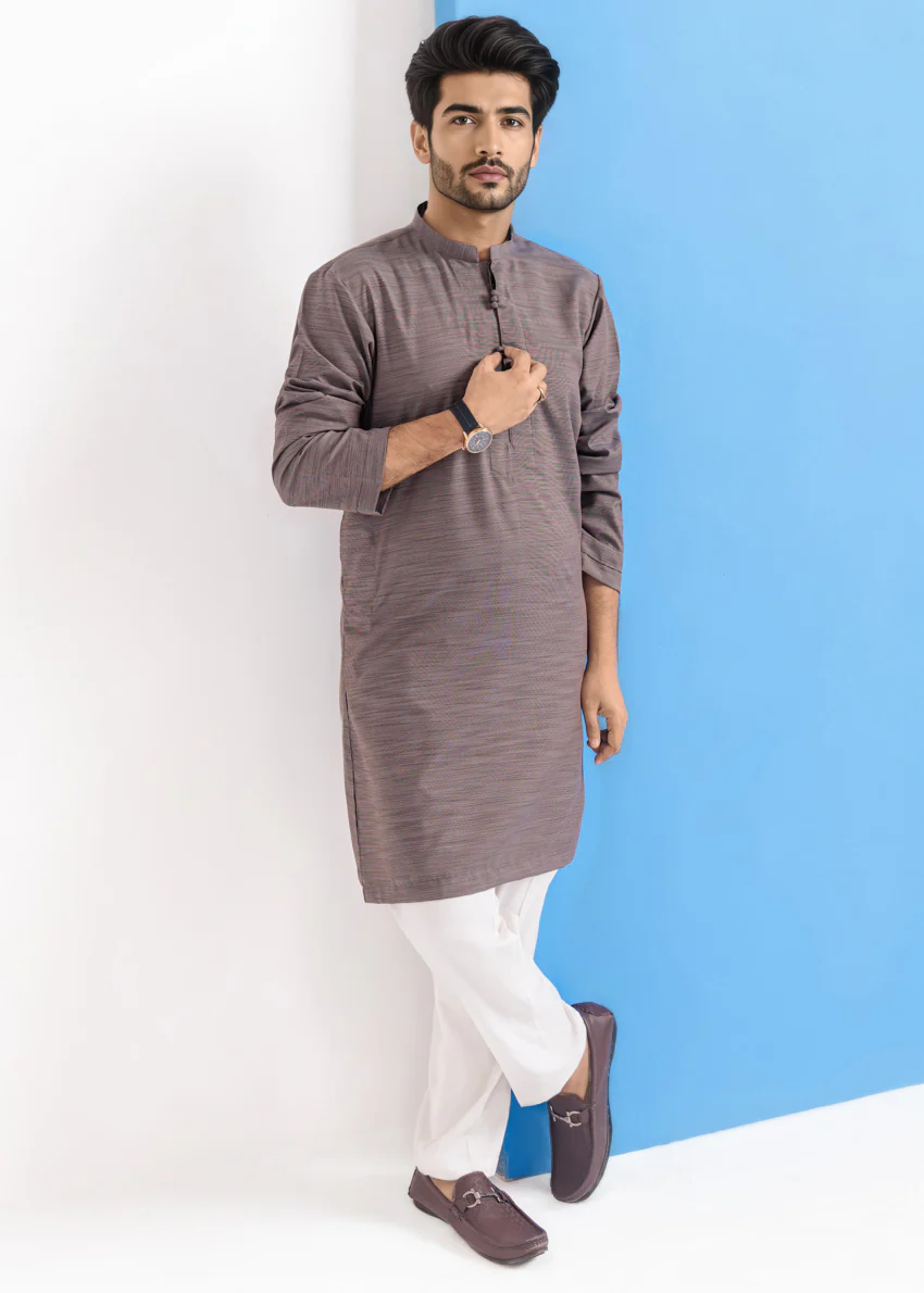 Grey-Blended-Kurta - (M25KUS1007) - Image 4