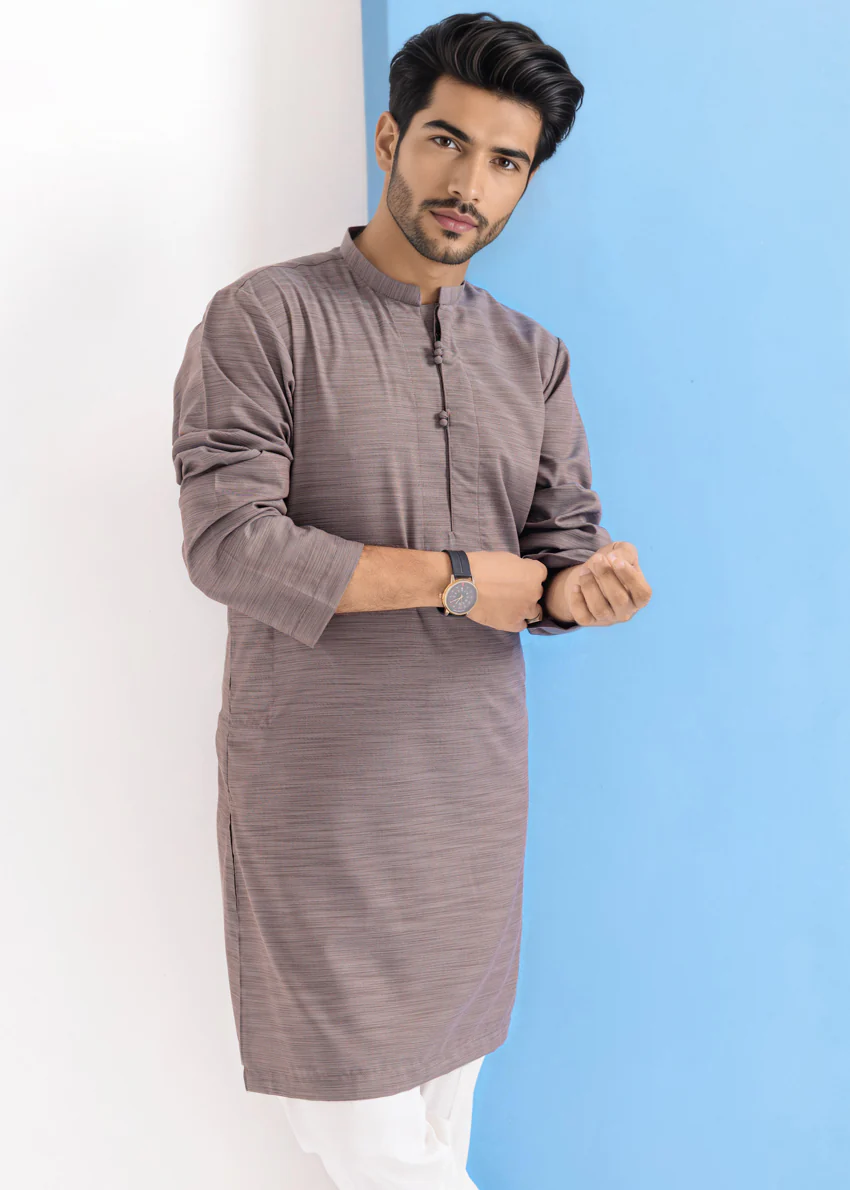 Grey-Blended-Kurta - (M25KUS1007) - Image 5