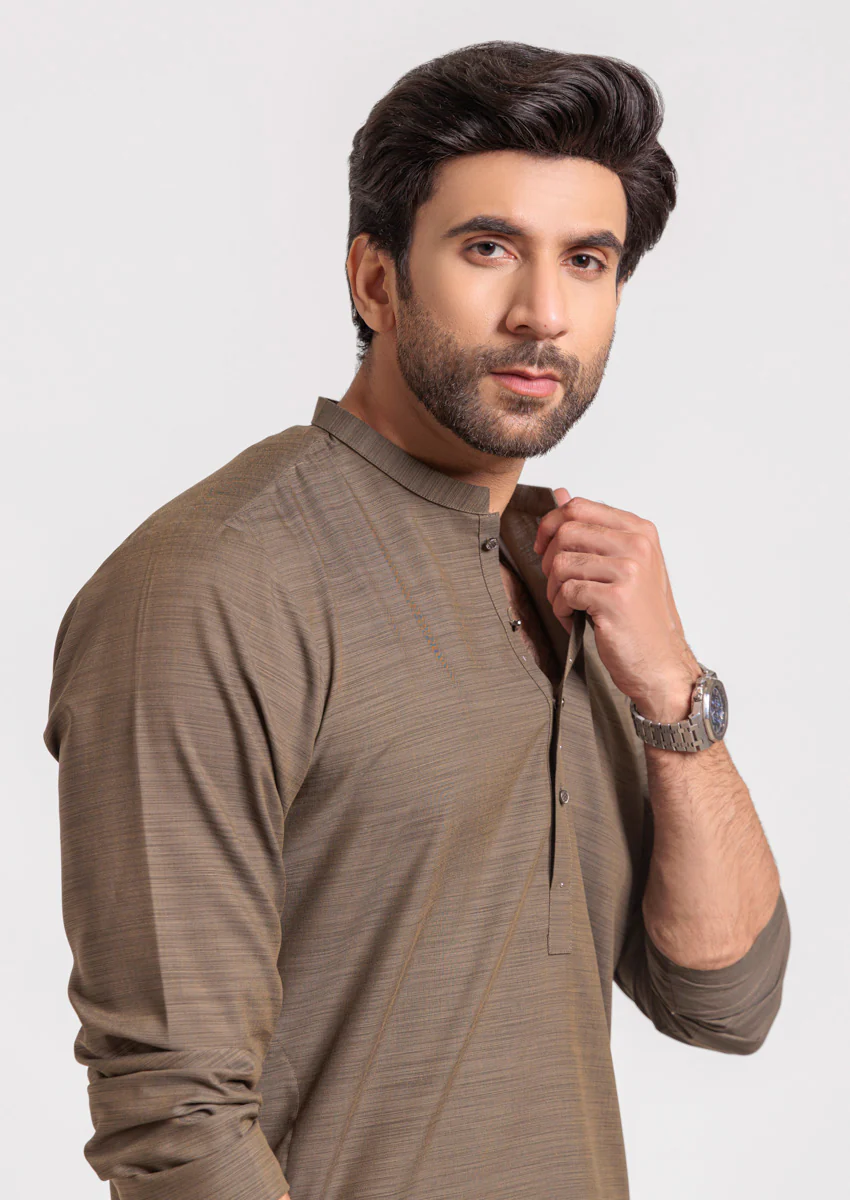 Olive-Blended-Kurta - (M25KUS1008) - Image 4