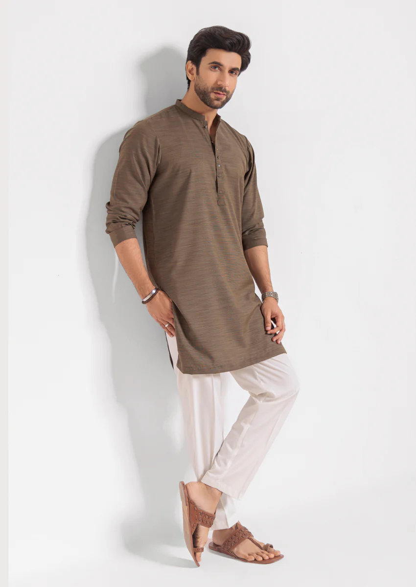 Olive-Blended-Kurta - (M25KUS1008) - Image 5