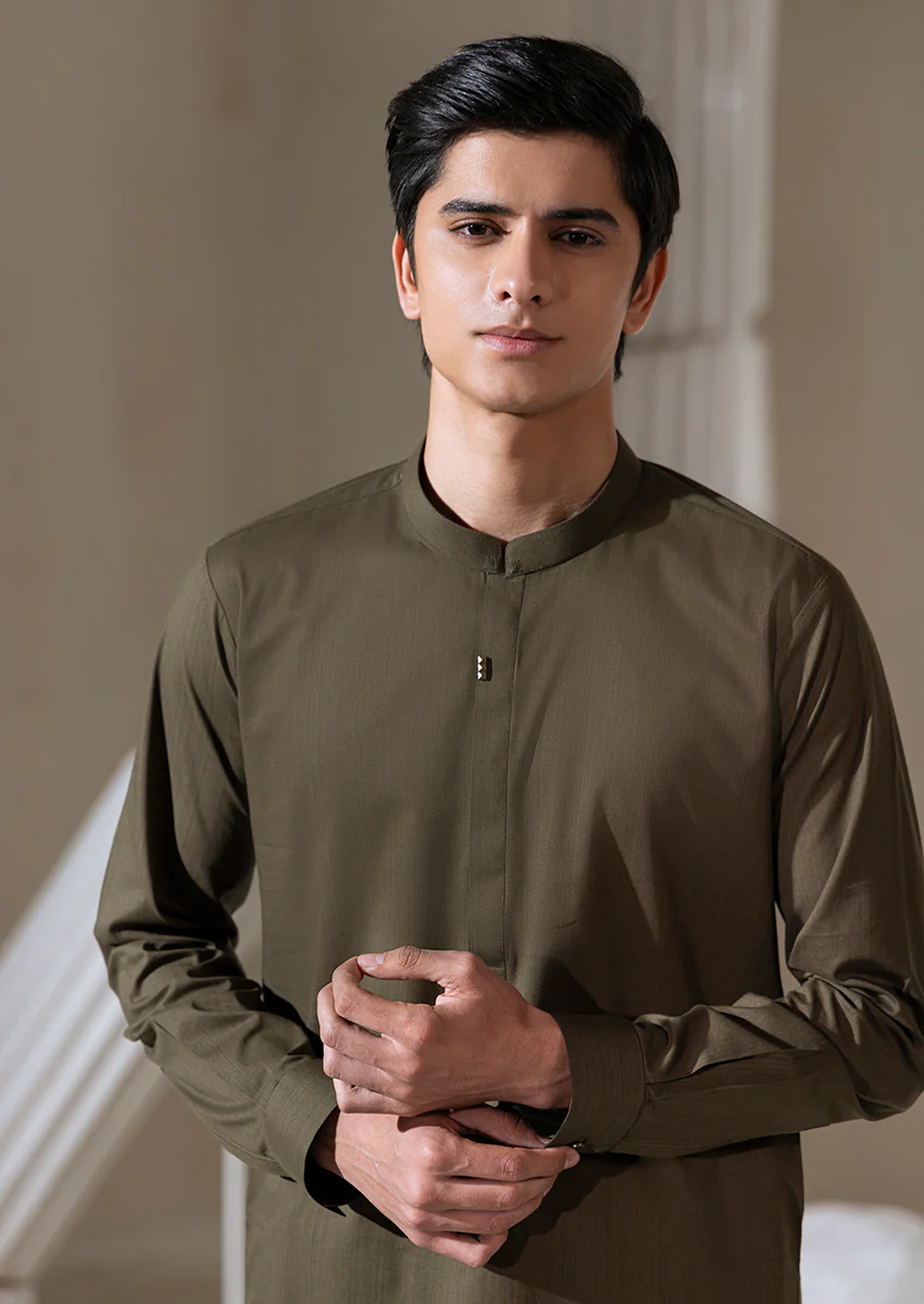 O-Green-Blended-Shalwar Suit - (M25SSE2036) - Image 3