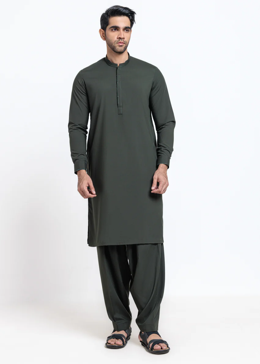 O-Green-Blended-Shalwar Suit - (M25SSE2041) - Image 3