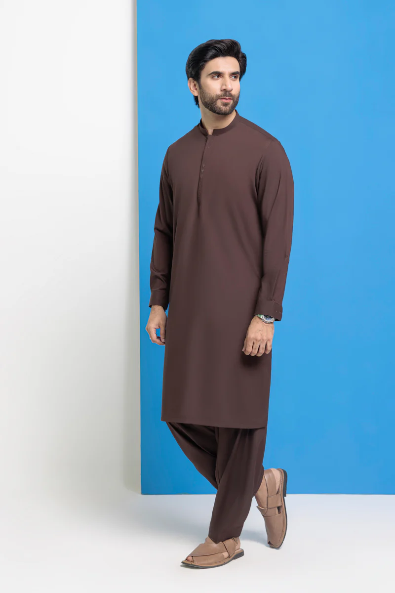 D-Brown-Blended-Shalwar Suit - (M25SSE2044) - Image 3
