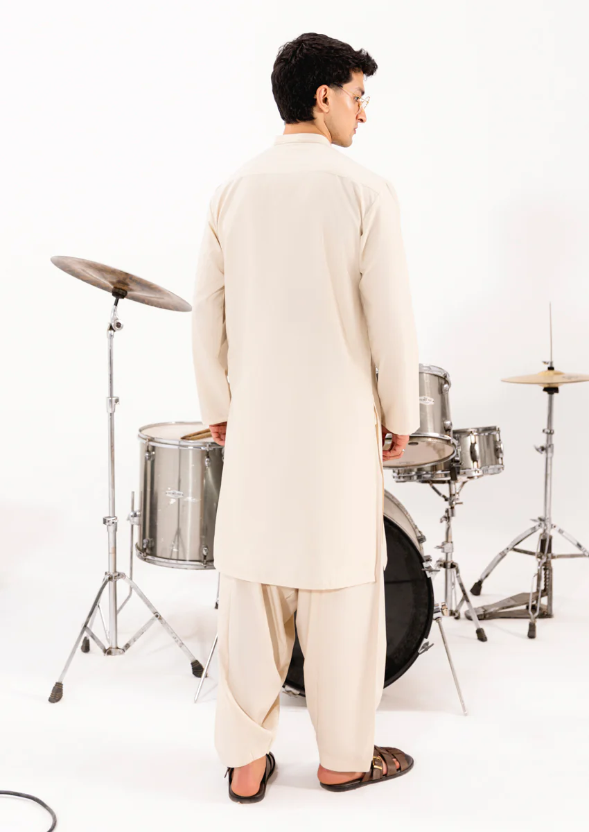 Cream-Blended-Shalwar Suit - (M25SSE2058) - Image 2