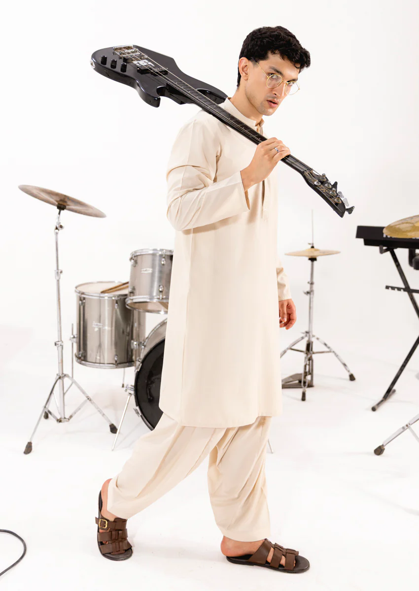 Cream-Blended-Shalwar Suit - (M25SSE2058) - Image 4