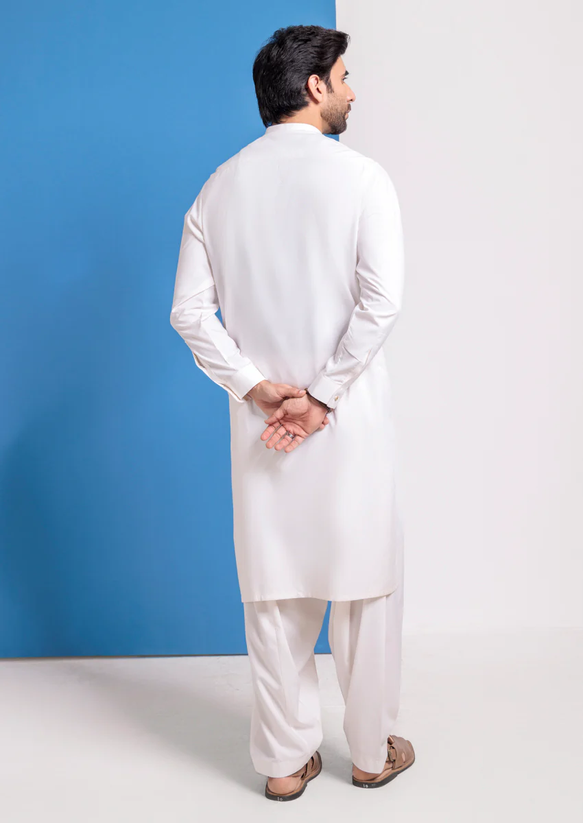 O-White-Blended-Shalwar Suit - (M25SSE2059) - Image 2