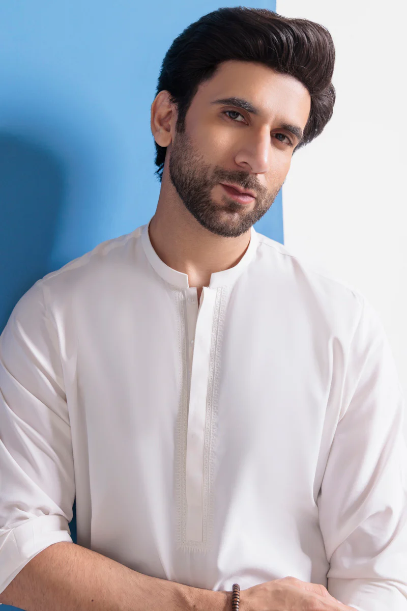 O-White-Blended-Shalwar Suit - (M25SSE2059) - Image 7