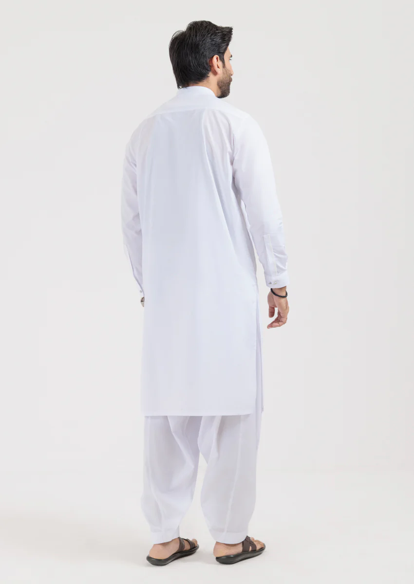 White-Cotton-Shalwar Suit - (M25SSE2096) - Image 2