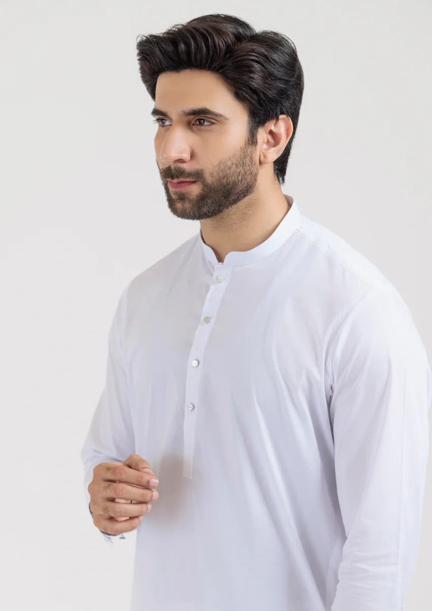 White-Cotton-Shalwar Suit - (M25SSE2096) - Image 3