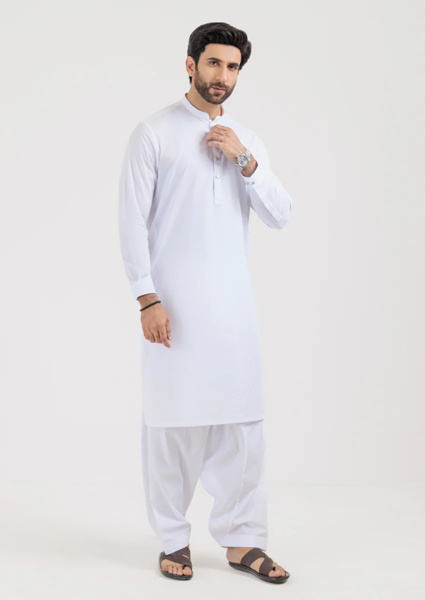 White-Cotton-Shalwar Suit - (M25SSE2096) - Image 4