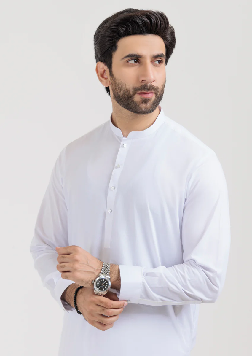 White-Cotton-Shalwar Suit - (M25SSE2096) - Image 5