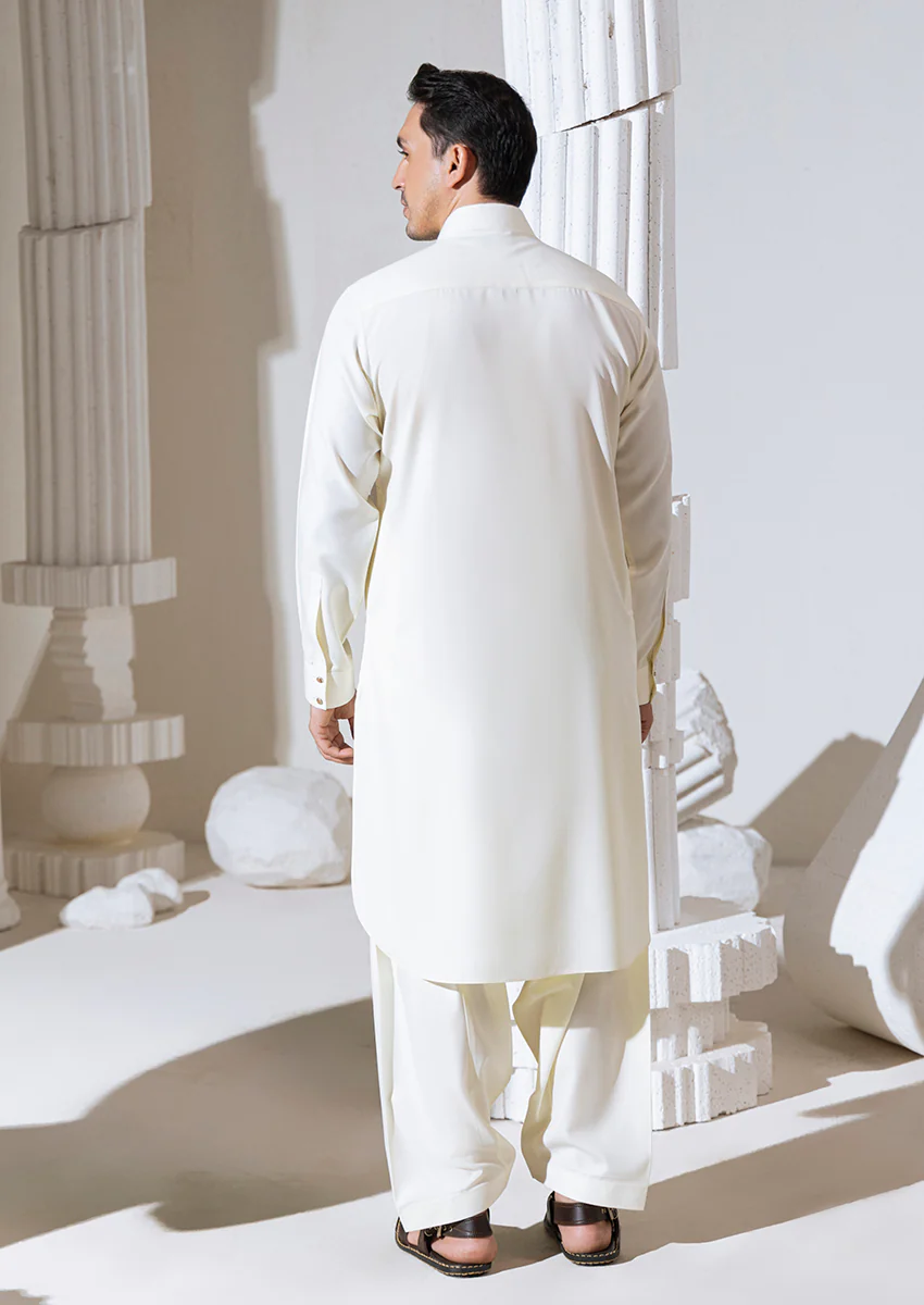 Cream-Blended-Shalwar Suit  - (M25SSS2005) - Image 2